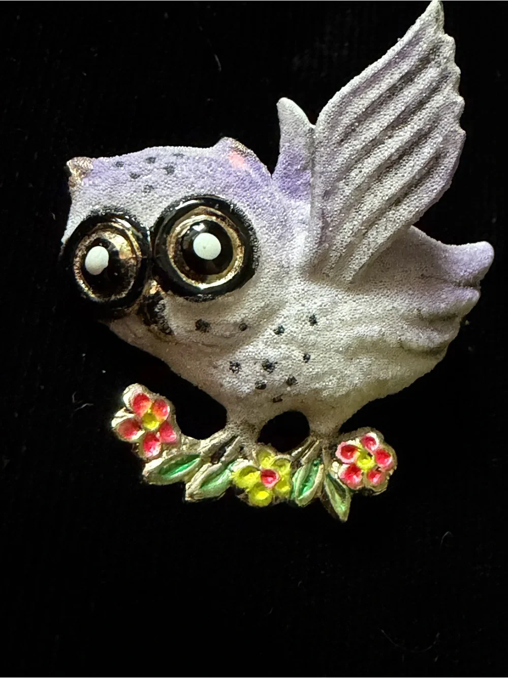 Vintage 1960s Big Eye Owl Brooch Pin Lot of 2 - Korea